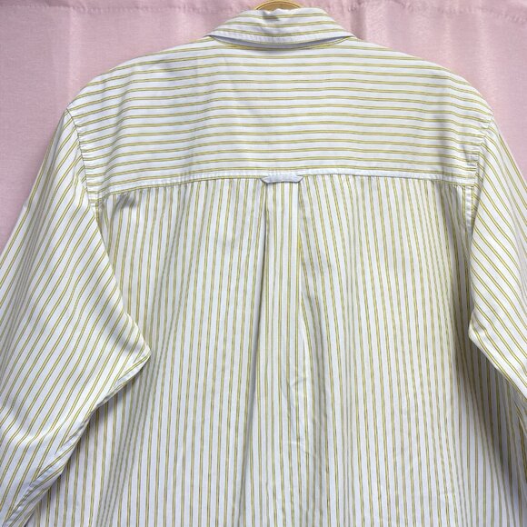 Chaps Easy Care Long Sleeve Collar Button Up Shirt Men XL Yellow-White Stripes - Picture 16 of 16